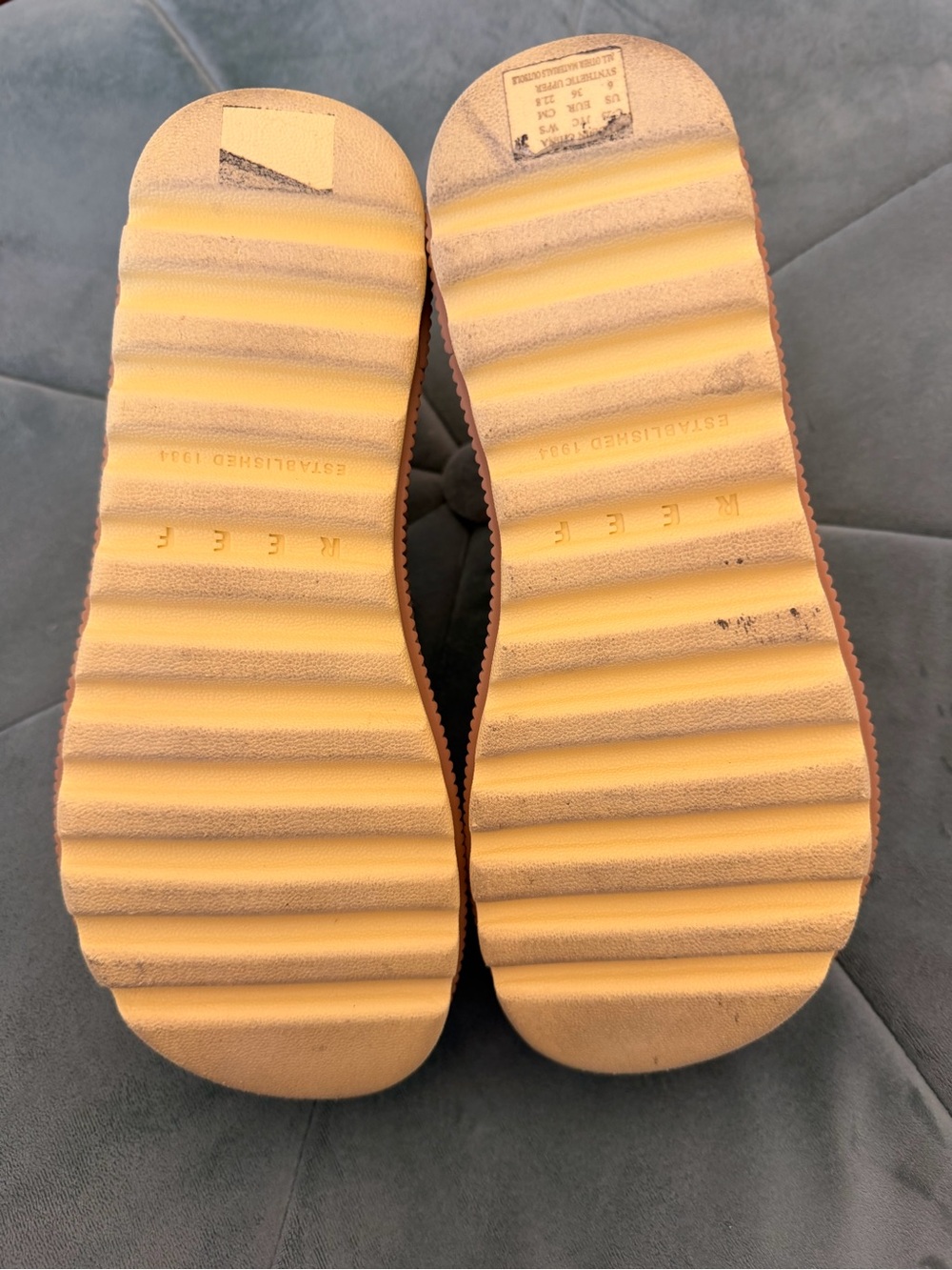 Reef Yellow Two-Strap Slingback Platform Sandals for Women - Like New - Picture 6 of 7